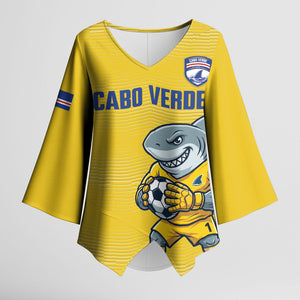 Cabo Verde Football 2026 Custom Kimono Sleeve Blouse Tubaroes Azuis Goalkeeper Yellow Jersey