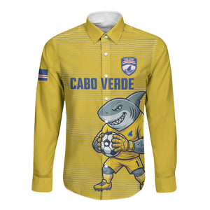 Cabo Verde Football 2026 Custom Long Sleeve Button Shirt Tubaroes Azuis Goalkeeper Yellow Jersey