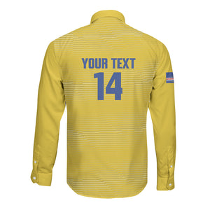 Cabo Verde Football 2026 Custom Long Sleeve Button Shirt Tubaroes Azuis Goalkeeper Yellow Jersey