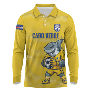 Cabo Verde Football 2026 Custom Long Sleeve Polo Shirt Tubaroes Azuis Goalkeeper Yellow Jersey
