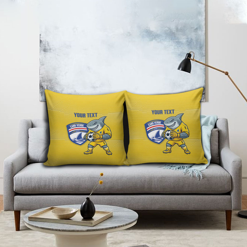 Cabo Verde Football 2026 Custom Pillow Cover Tubaroes Azuis Goalkeeper Yellow Jersey