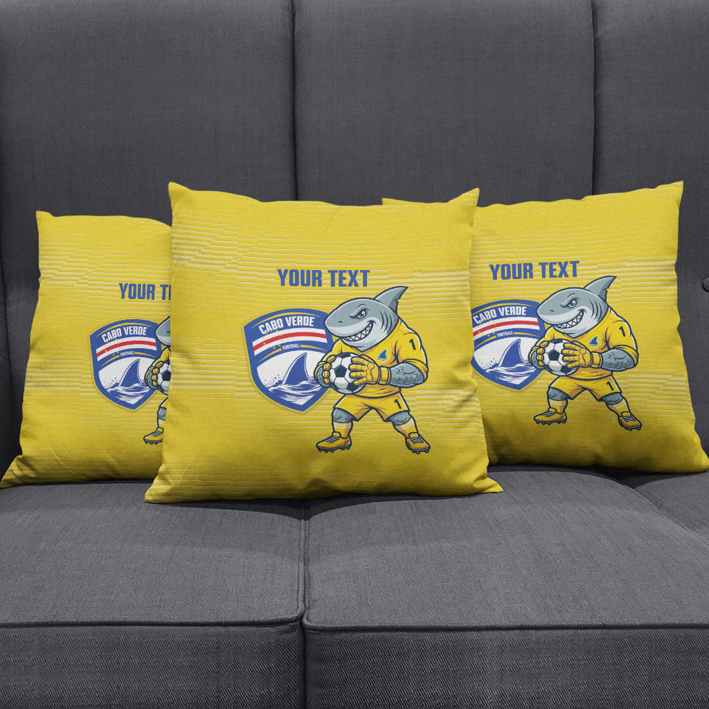 Cabo Verde Football 2026 Custom Pillow Cover Tubaroes Azuis Goalkeeper Yellow Jersey