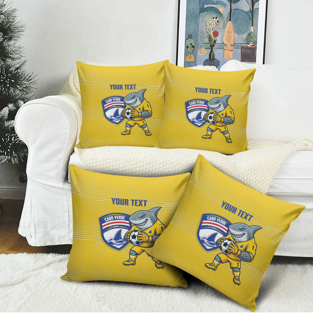 Cabo Verde Football 2026 Custom Pillow Cover Tubaroes Azuis Goalkeeper Yellow Jersey