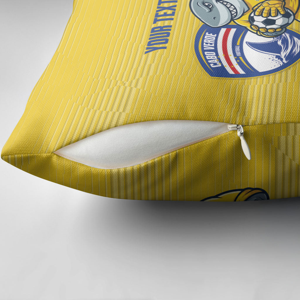Cabo Verde Football 2026 Custom Pillow Cover Tubaroes Azuis Goalkeeper Yellow Jersey