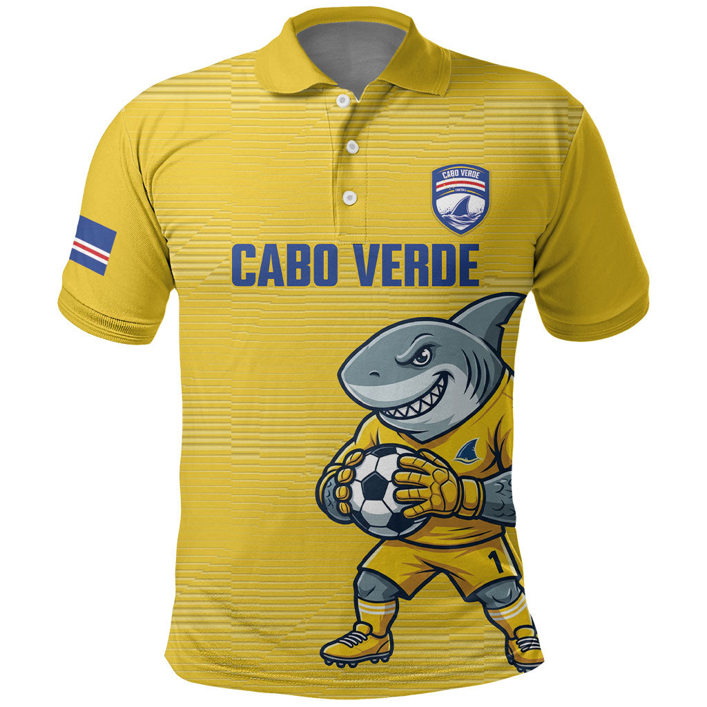 Cabo Verde Football 2026 Custom Polo Shirt Tubaroes Azuis Goalkeeper Yellow Jersey