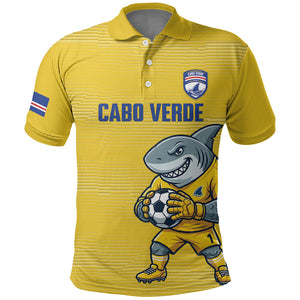 Cabo Verde Football 2026 Custom Polo Shirt Tubaroes Azuis Goalkeeper Yellow Jersey