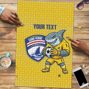 Cabo Verde Football 2026 Custom Puzzle Tubaroes Azuis Goalkeeper Yellow Jersey
