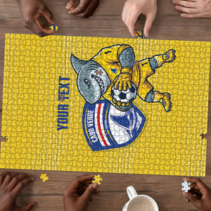 Cabo Verde Football 2026 Custom Puzzle Tubaroes Azuis Goalkeeper Yellow Jersey