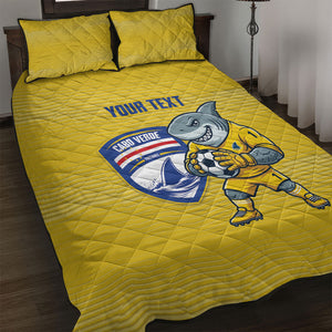 Cabo Verde Football 2026 Custom Quilt Bed Set Tubaroes Azuis Goalkeeper Yellow Jersey