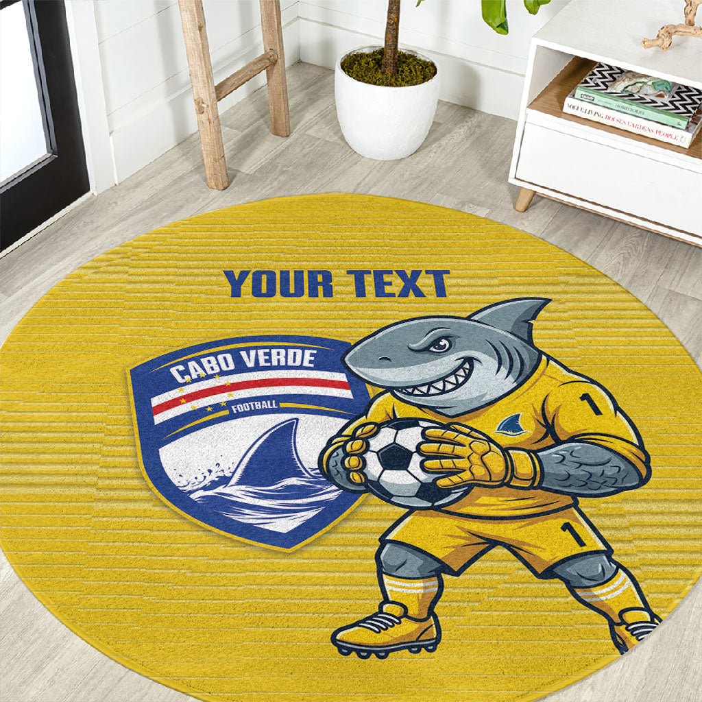 Cabo Verde Football 2026 Custom Round Carpet Tubaroes Azuis Goalkeeper Yellow Jersey