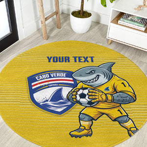 Cabo Verde Football 2026 Custom Round Carpet Tubaroes Azuis Goalkeeper Yellow Jersey