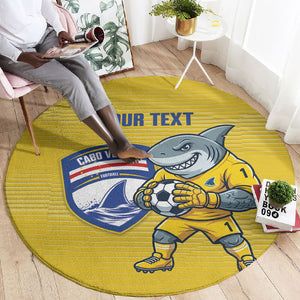 Cabo Verde Football 2026 Custom Round Carpet Tubaroes Azuis Goalkeeper Yellow Jersey