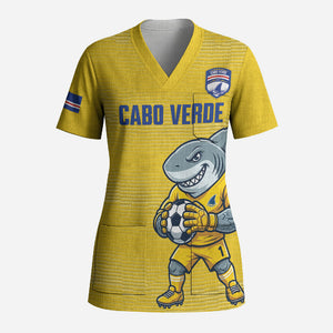 Cabo Verde Football 2026 Custom Scrub Top Tubaroes Azuis Goalkeeper Yellow Jersey