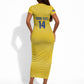 Cabo Verde Football 2026 Custom Short Sleeve Bodycon Dress Tubaroes Azuis Goalkeeper Yellow Jersey