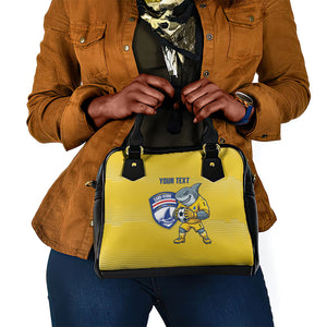 Cabo Verde Football 2026 Custom Shoulder Handbag Tubaroes Azuis Goalkeeper Yellow Jersey