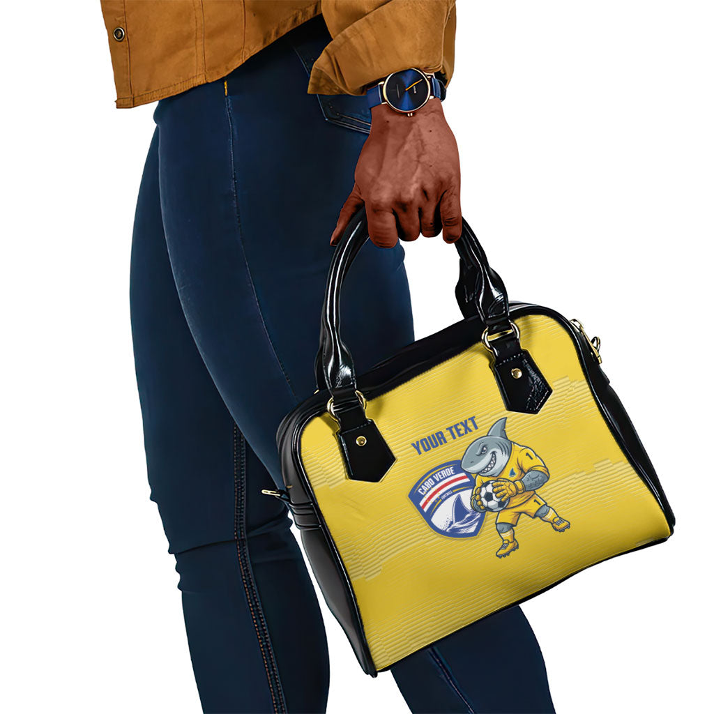 Cabo Verde Football 2026 Custom Shoulder Handbag Tubaroes Azuis Goalkeeper Yellow Jersey