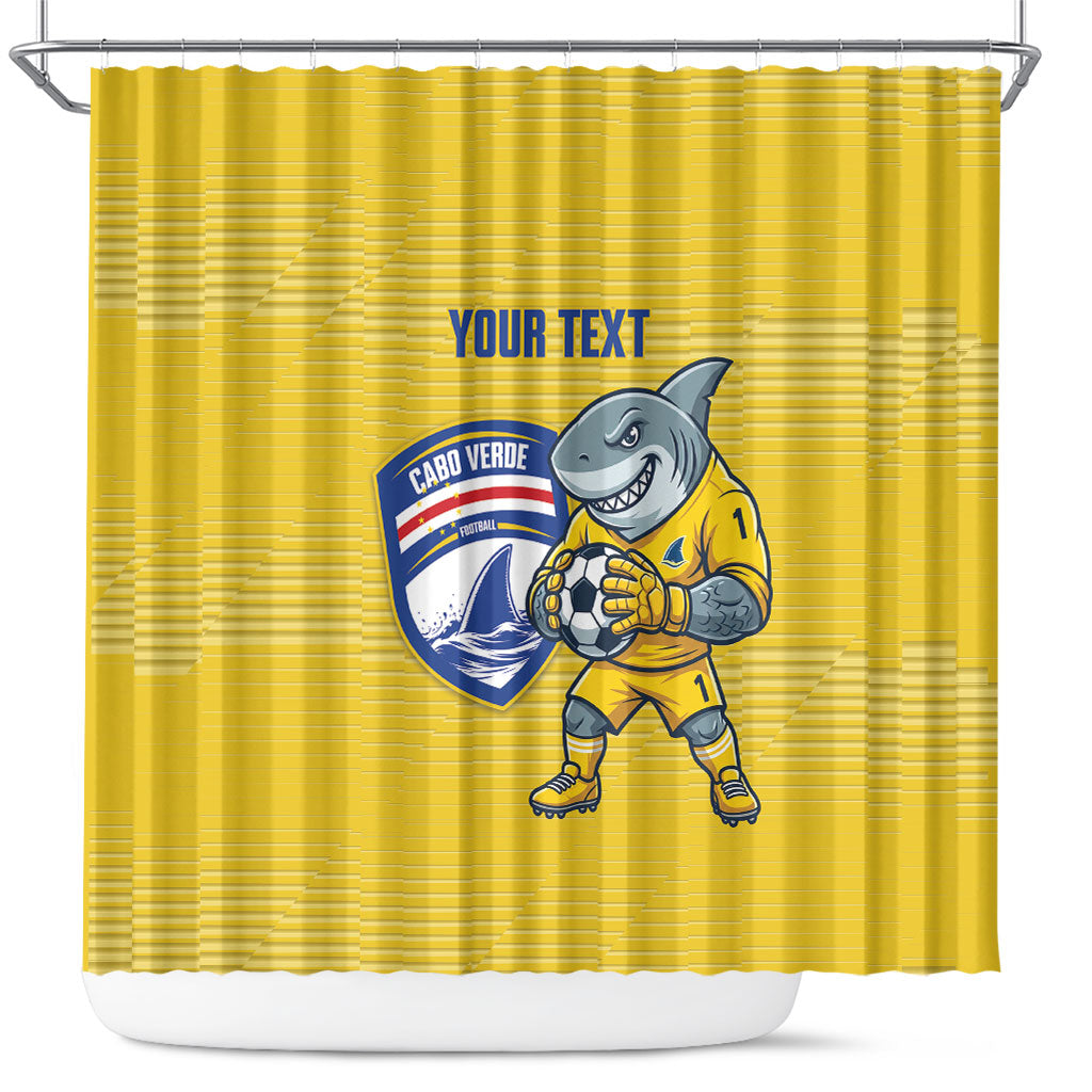 Cabo Verde Football 2026 Custom Shower Curtain Tubaroes Azuis Goalkeeper Yellow Jersey