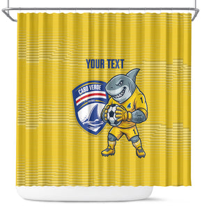 Cabo Verde Football 2026 Custom Shower Curtain Tubaroes Azuis Goalkeeper Yellow Jersey
