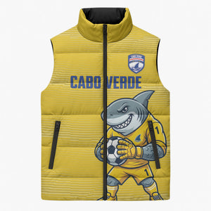 Cabo Verde Football 2026 Custom Sleeveless Puffer Jacket Tubaroes Azuis Goalkeeper Yellow Jersey