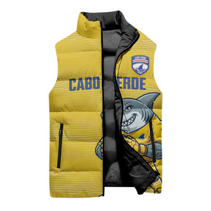 Cabo Verde Football 2026 Custom Sleeveless Puffer Jacket Tubaroes Azuis Goalkeeper Yellow Jersey