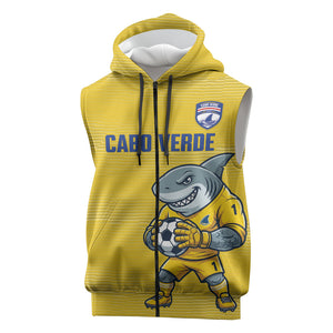Cabo Verde Football 2026 Custom Sleeveless Zip Hoodie Tubaroes Azuis Goalkeeper Yellow Jersey