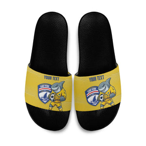 Cabo Verde Football 2026 Custom Slide Sandals Tubaroes Azuis Goalkeeper Yellow Jersey