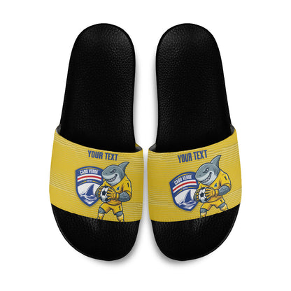 Cabo Verde Football 2026 Custom Slide Sandals Tubaroes Azuis Goalkeeper Yellow Jersey