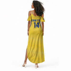 Cabo Verde Football 2026 Custom Summer Maxi Dress Tubaroes Azuis Goalkeeper Yellow Jersey