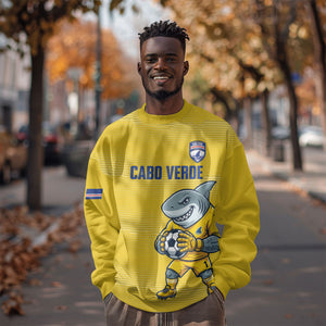 Cabo Verde Football 2026 Custom Sweatshirt Tubaroes Azuis Goalkeeper Yellow Jersey