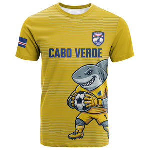 Cabo Verde Football 2026 Custom T shirt Tubaroes Azuis Goalkeeper Yellow Jersey
