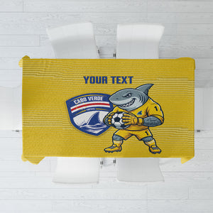 Cabo Verde Football 2026 Custom Tablecloth Tubaroes Azuis Goalkeeper Yellow Jersey