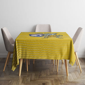 Cabo Verde Football 2026 Custom Tablecloth Tubaroes Azuis Goalkeeper Yellow Jersey