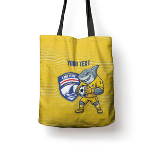 Cabo Verde Football 2026 Custom Tote Bag Tubaroes Azuis Goalkeeper Yellow Jersey