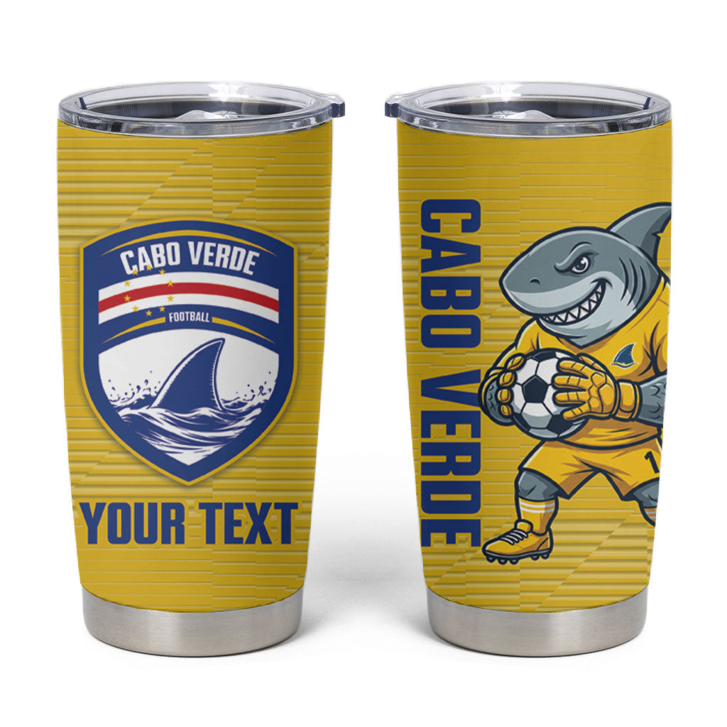 Cabo Verde Football 2026 Custom Tumbler Cup Tubaroes Azuis Goalkeeper Yellow Jersey