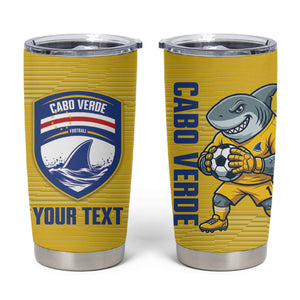 Cabo Verde Football 2026 Custom Tumbler Cup Tubaroes Azuis Goalkeeper Yellow Jersey