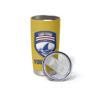 Cabo Verde Football 2026 Custom Tumbler Cup Tubaroes Azuis Goalkeeper Yellow Jersey