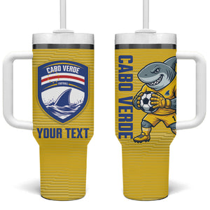 Cabo Verde Football 2026 Custom Tumbler With Handle Tubaroes Azuis Goalkeeper Yellow Jersey