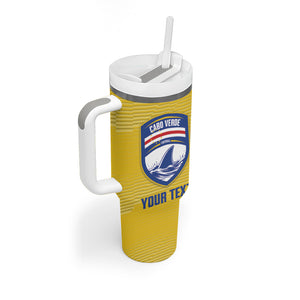 Cabo Verde Football 2026 Custom Tumbler With Handle Tubaroes Azuis Goalkeeper Yellow Jersey