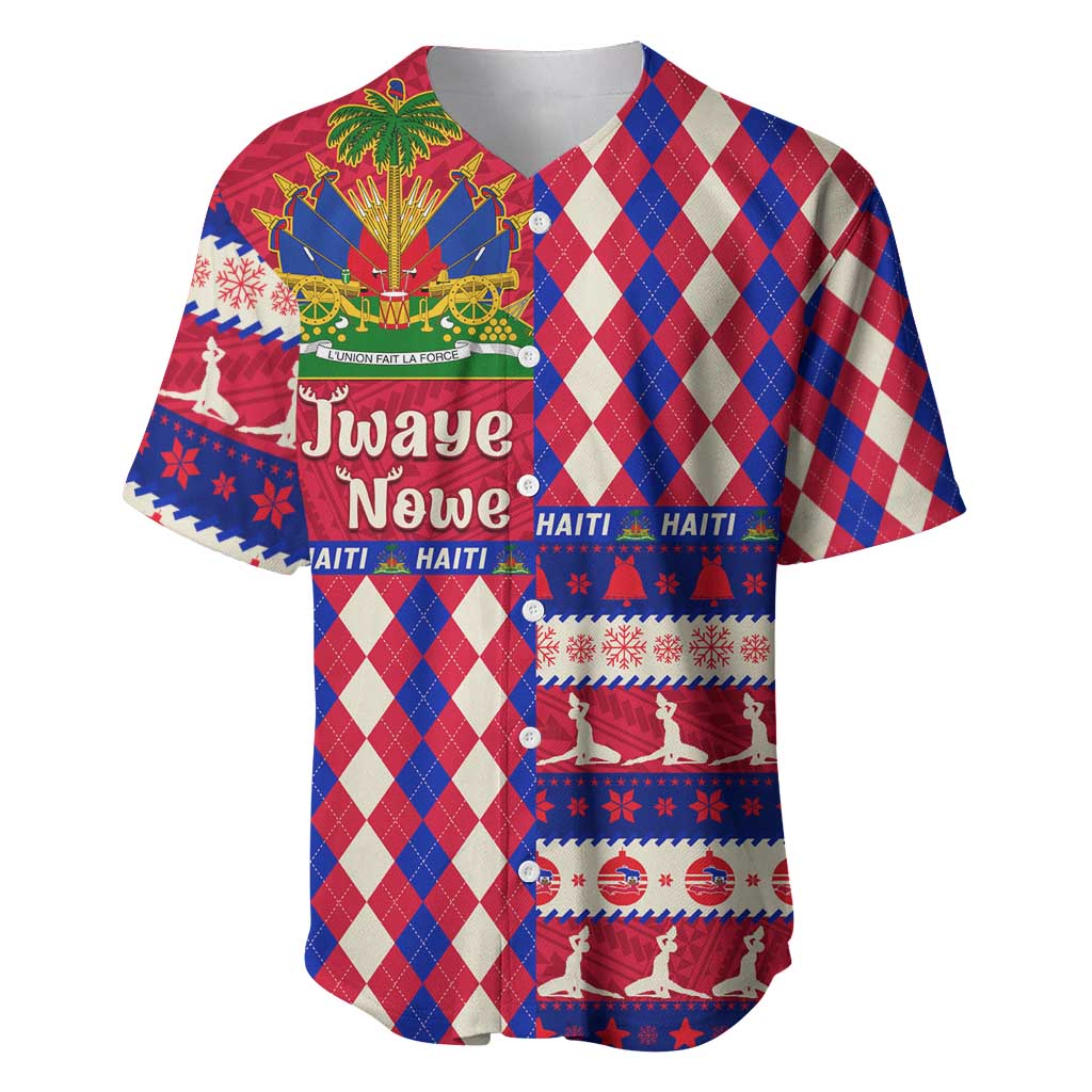 Afro Haiti Christmas Baseball Jersey Jwaye Nowe Neg Marron With Coat Of Arms - African Pride