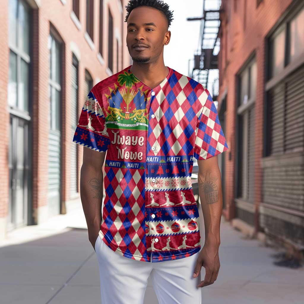 Afro Haiti Christmas Baseball Jersey Jwaye Nowe Neg Marron With Coat Of Arms - African Pride