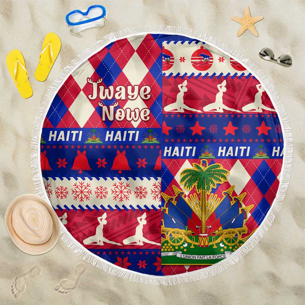 Afro Haiti Christmas Beach Blanket Jwaye Nowe Neg Marron With Coat Of Arms - African Pride