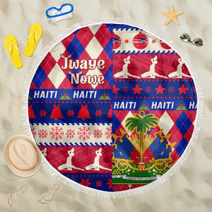 Afro Haiti Christmas Beach Blanket Jwaye Nowe Neg Marron With Coat Of Arms - African Pride