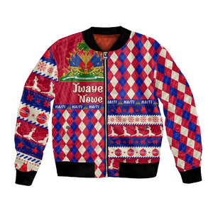 Afro Haiti Christmas Bomber Jacket Jwaye Nowe Neg Marron With Coat Of Arms - African Pride