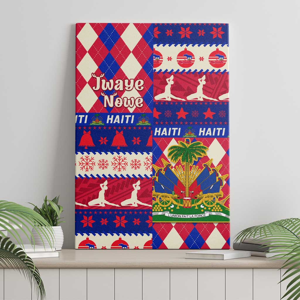 Afro Haiti Christmas Canvas Wall Art Jwaye Nowe Neg Marron With Coat Of Arms - African Pride