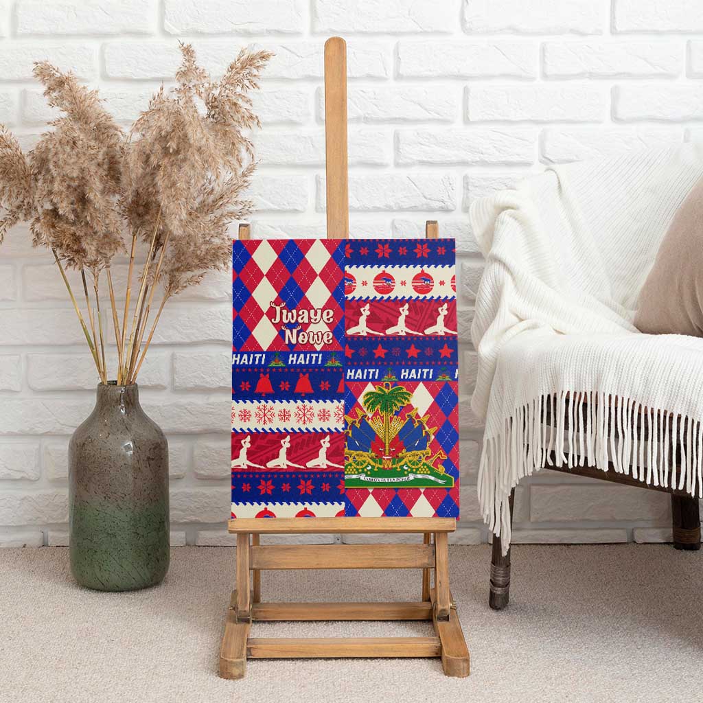 Afro Haiti Christmas Canvas Wall Art Jwaye Nowe Neg Marron With Coat Of Arms - African Pride