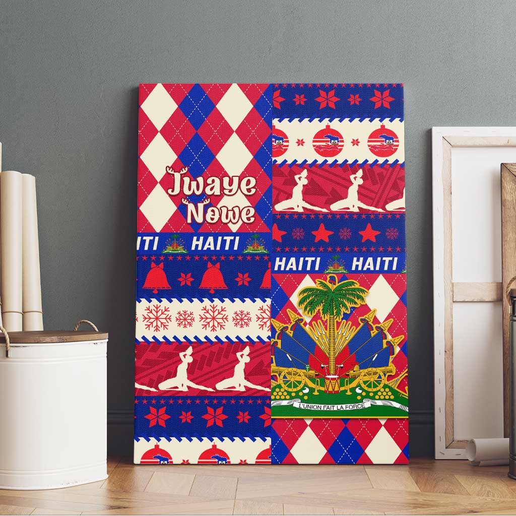 Afro Haiti Christmas Canvas Wall Art Jwaye Nowe Neg Marron With Coat Of Arms - African Pride