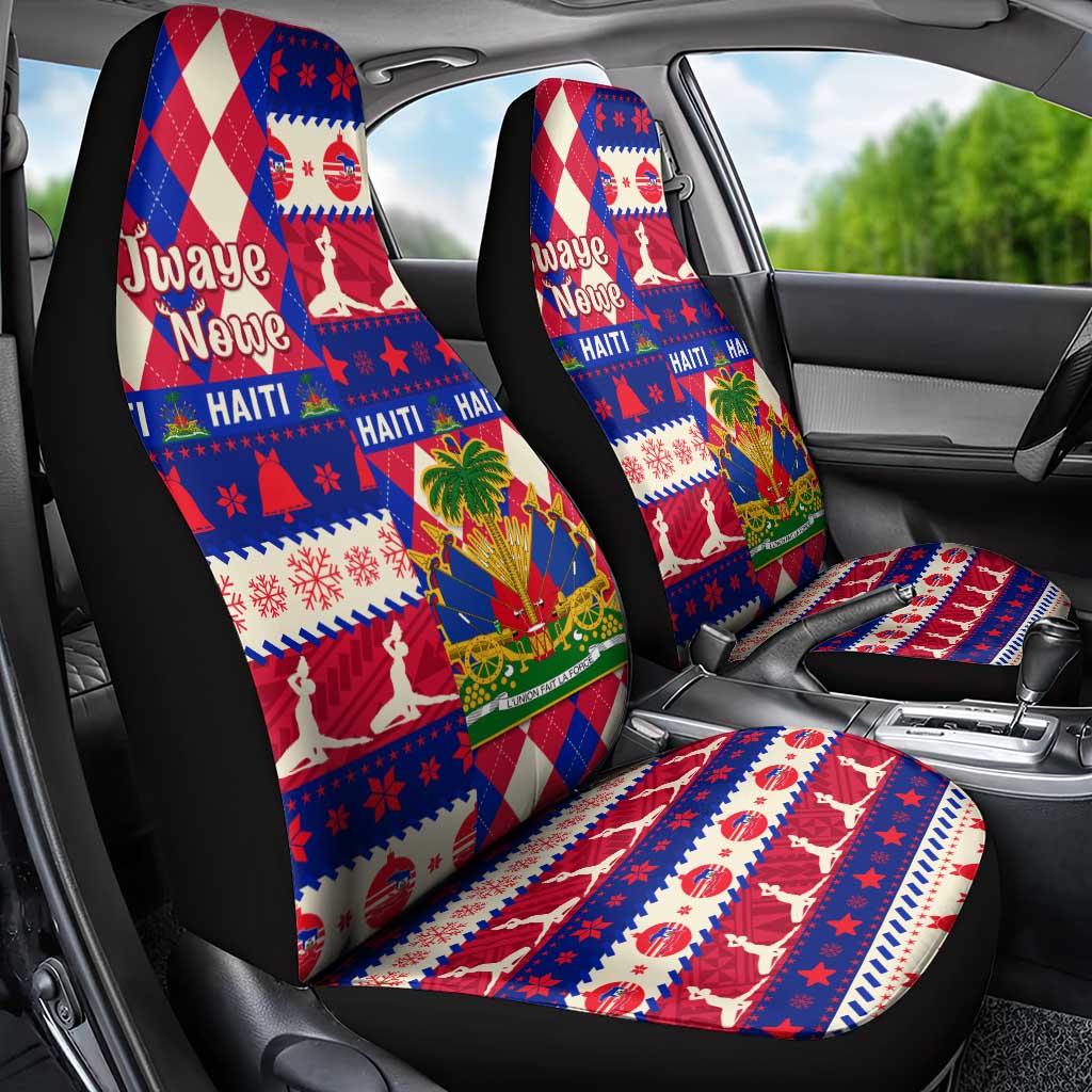 Afro Haiti Christmas Car Seat Cover Jwaye Nowe Neg Marron With Coat Of Arms - African Pride