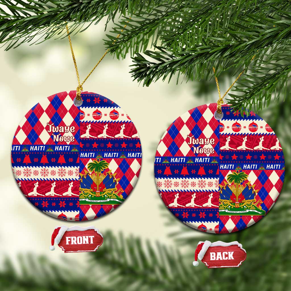 Afro Haiti Christmas Ceramic Ornament Jwaye Nowe Neg Marron With Coat Of Arms - African Pride