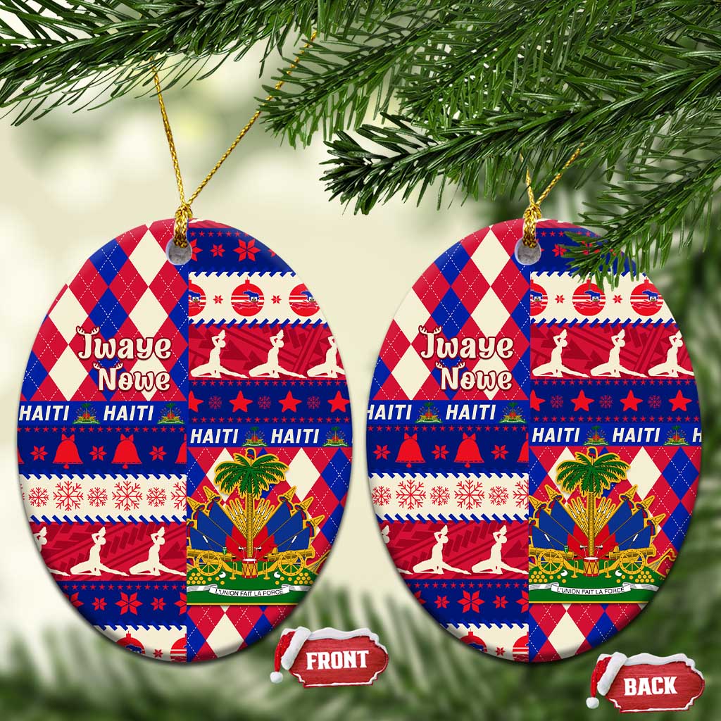 Afro Haiti Christmas Ceramic Ornament Jwaye Nowe Neg Marron With Coat Of Arms - African Pride