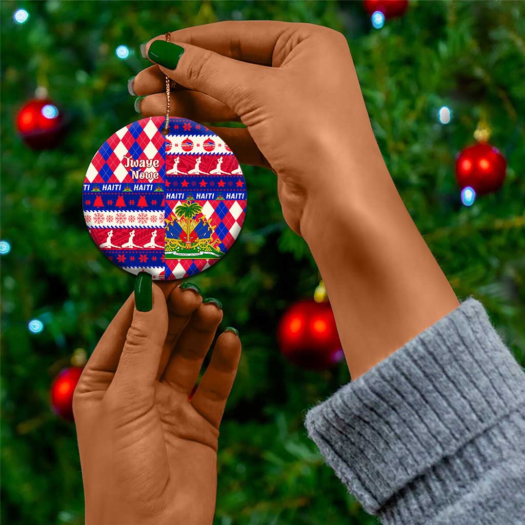 Afro Haiti Christmas Ceramic Ornament Jwaye Nowe Neg Marron With Coat Of Arms - African Pride
